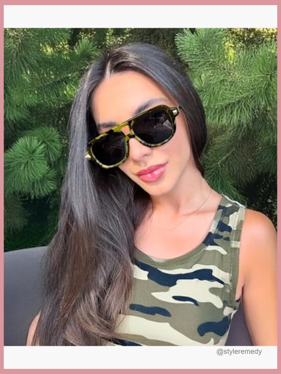 Plastic Aviator Sunglasses Retro 70s Style UV400 Protection main image 7